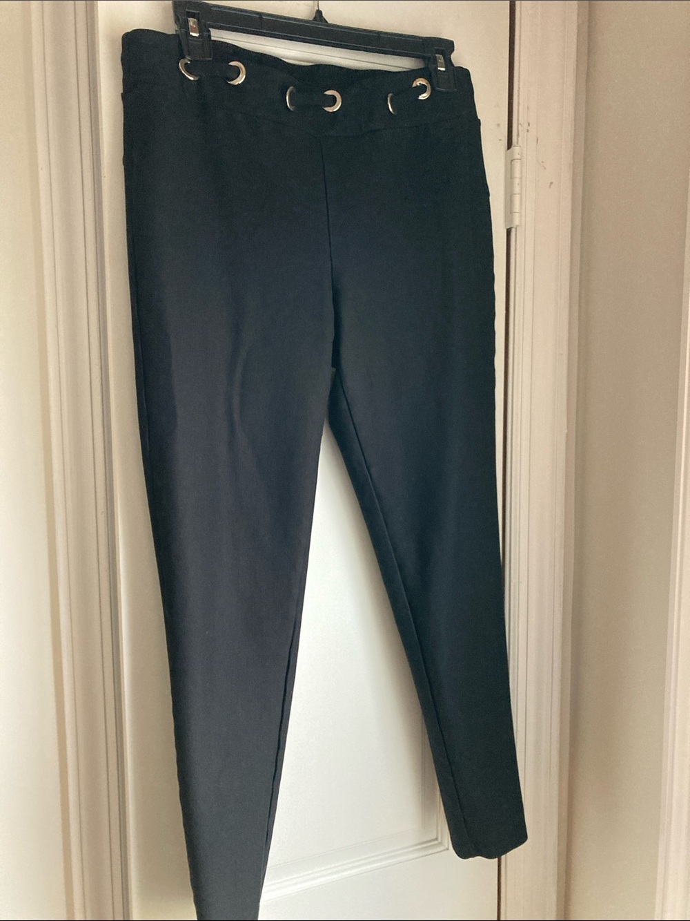 Maze Collection Black Ankle Pants with Grommet Waist